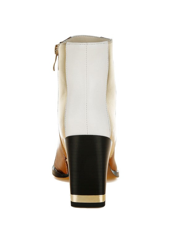 Stemon Three Tone Block Heel Boots