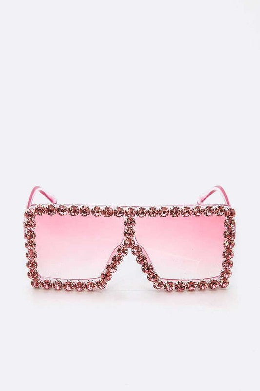 Crystal Iconic Shield Inspired Square Statement Sunglasses