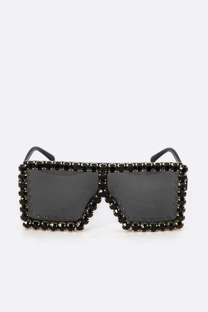 Crystal Iconic Shield Inspired Square Statement Sunglasses