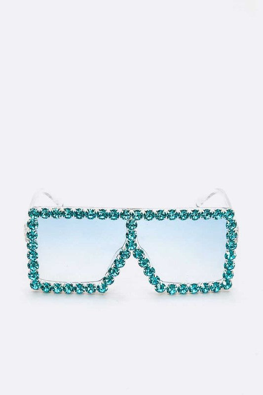 Crystal Iconic Shield Inspired Square Statement Sunglasses