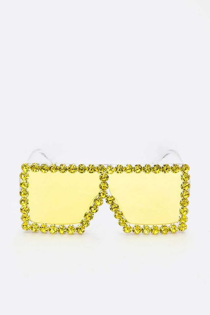 Crystal Iconic Shield Inspired Square Statement Sunglasses