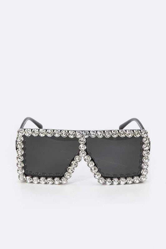 Crystal Iconic Shield Inspired Square Statement Sunglasses