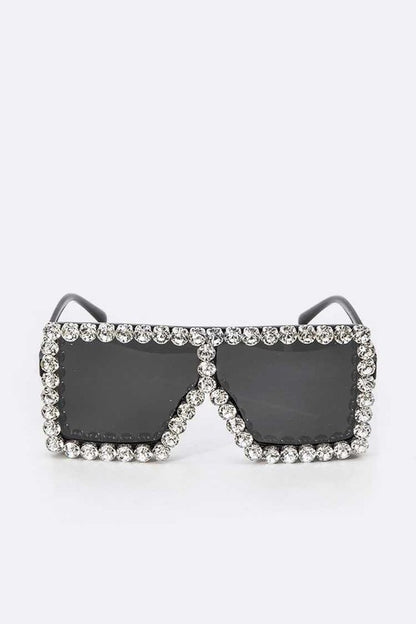 Crystal Iconic Shield Inspired Square Statement Sunglasses