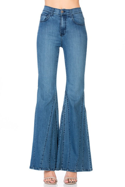 High Waisted Wide Mermaid Flare Denim Jeans