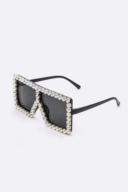 Crystal Iconic Shield Inspired Square Statement Sunglasses