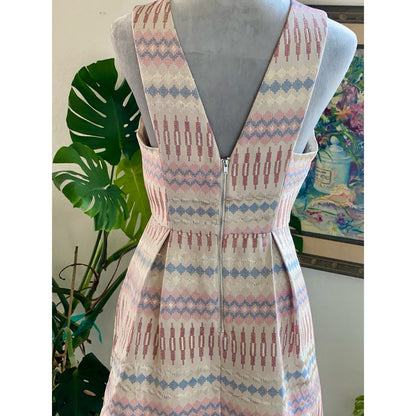 BCBGeneration Jacquard Metallic Pattern Dress Canton Fit Flare Sz 8 Pastel Mini