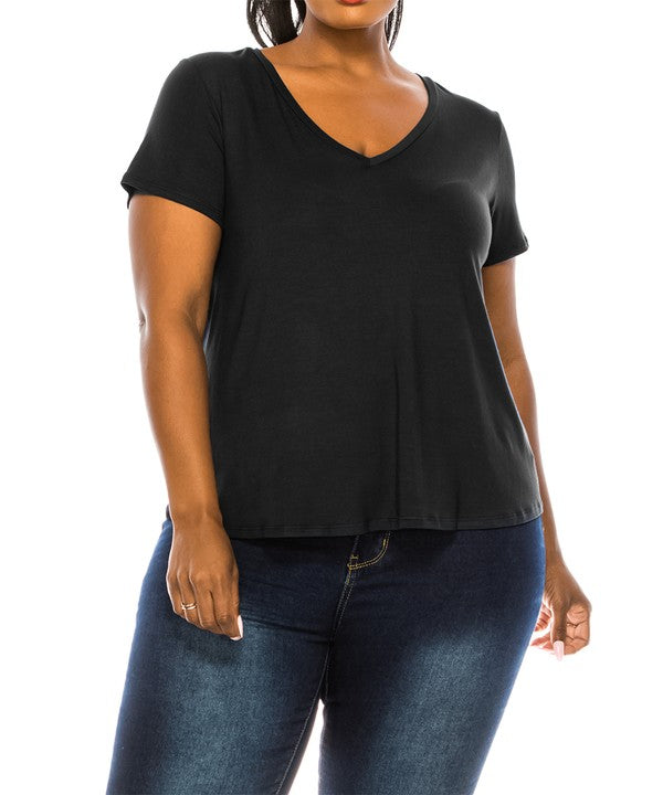 BAMBOO V NECK TOP PLUS SIZE