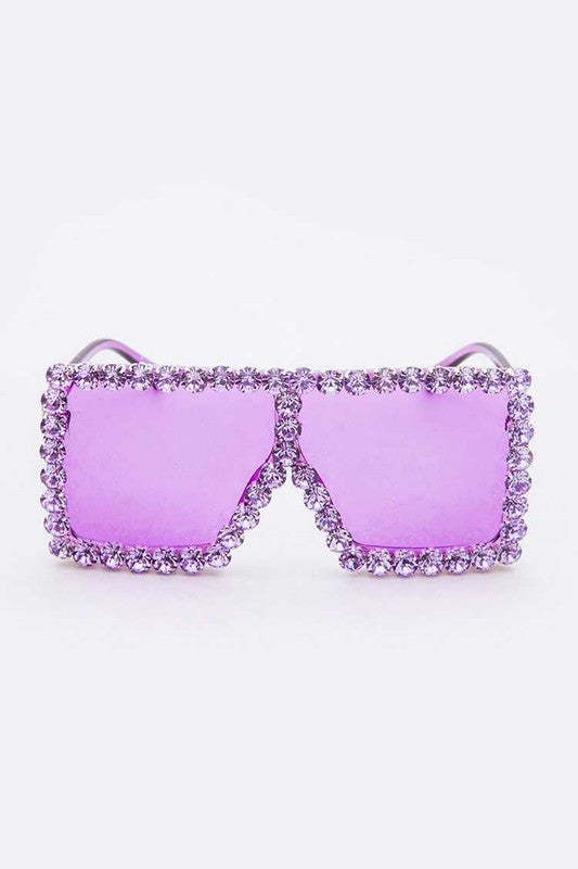 Crystal Iconic Shield Inspired Square Statement Sunglasses