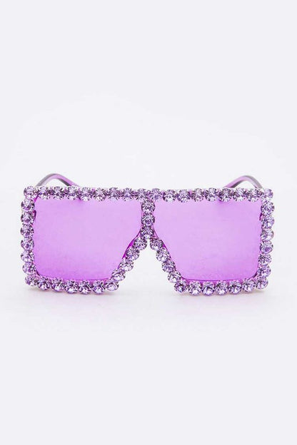 Crystal Iconic Shield Inspired Square Statement Sunglasses