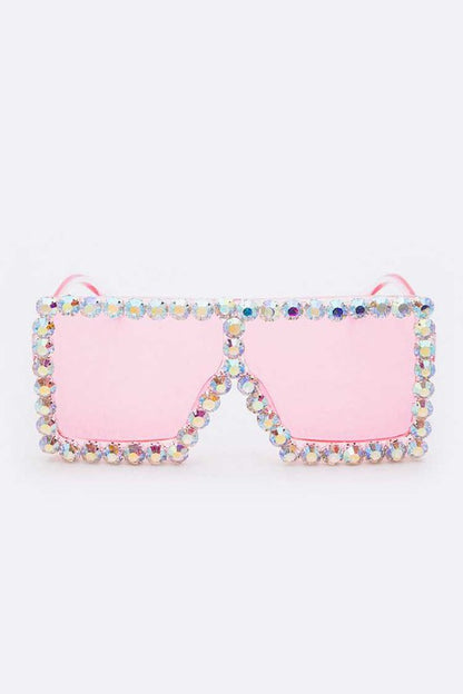 Crystal Iconic Shield Inspired Square Statement Sunglasses