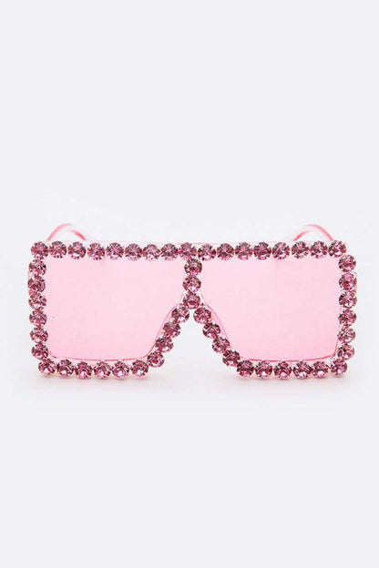 Crystal Iconic Shield Inspired Square Statement Sunglasses