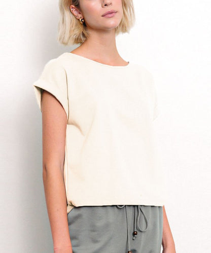 BRUSHED ORGANIC HEMP LOOSE FIT CROP TOP