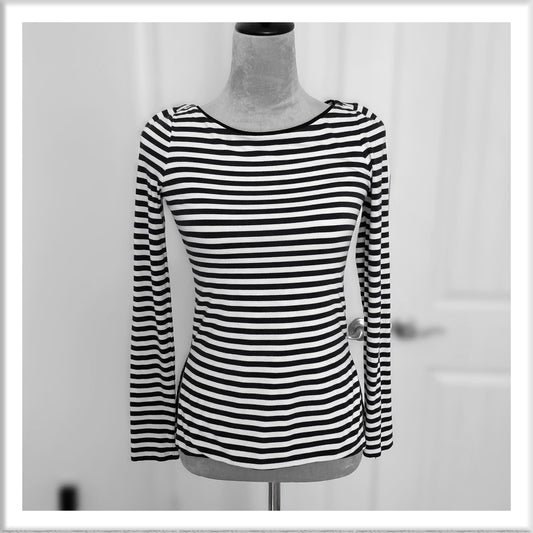 Stylish White House ~Black Market Striped Crewneck with Lining - Size - XXS