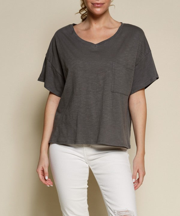 POCKET OVERSIZE V NECK