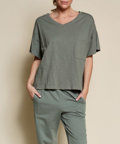 POCKET OVERSIZE V NECK