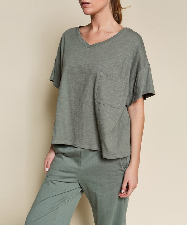 POCKET OVERSIZE V NECK