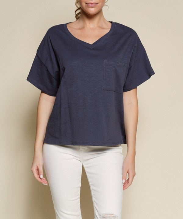 POCKET OVERSIZE V NECK