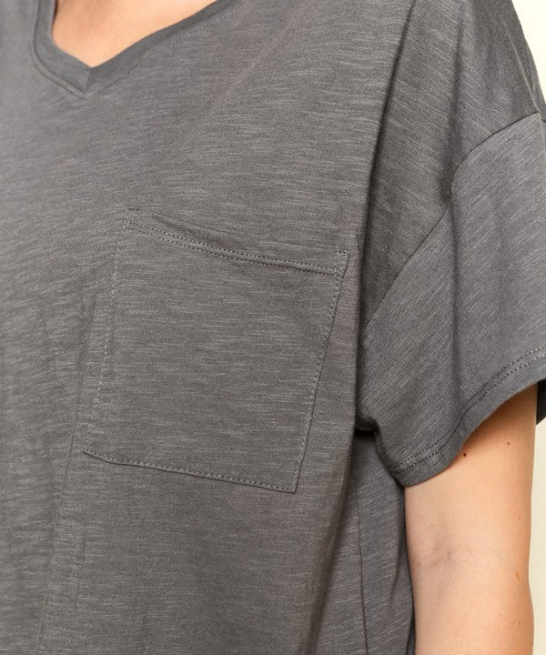 POCKET OVERSIZE V NECK