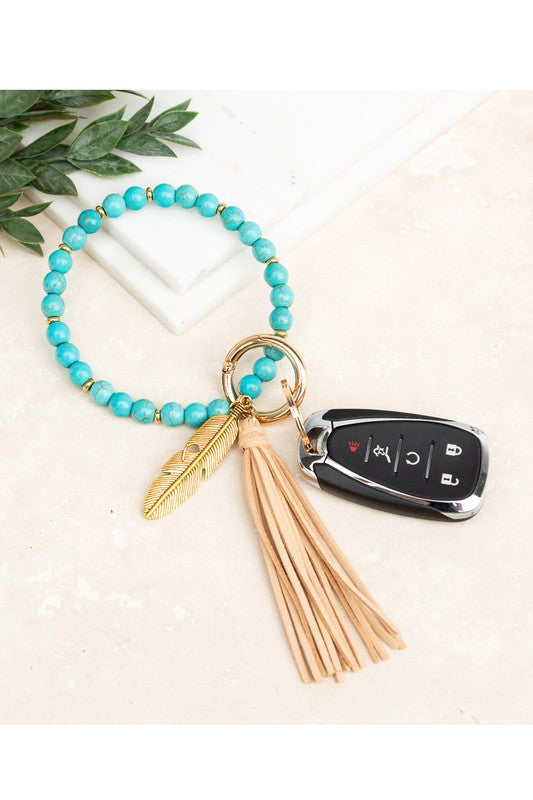 Boho Stone Key Ring Bracelet