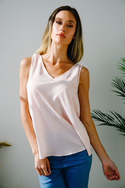 Solid V-Neck Sleeveless Top