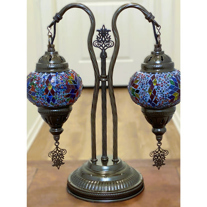 Turkish Double Light Swan Neck Mosaic Lamp Set