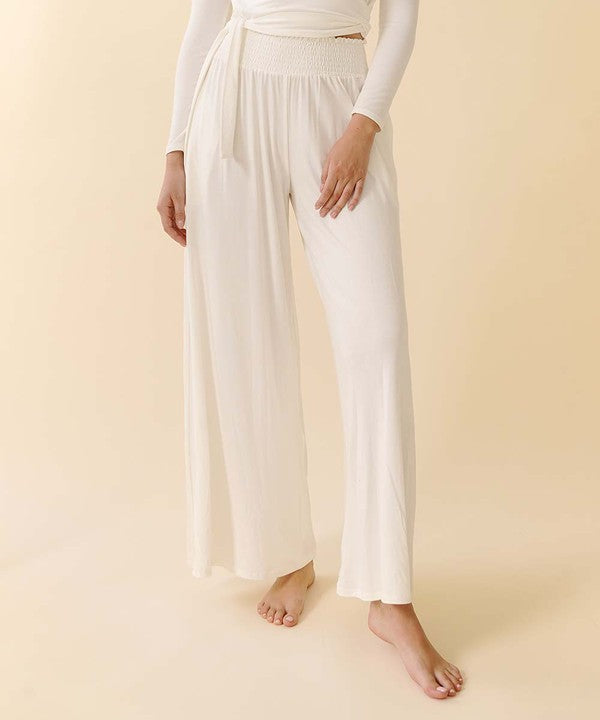 SMOCK ELASTIC WAIST MAXI PALAZZO Pants