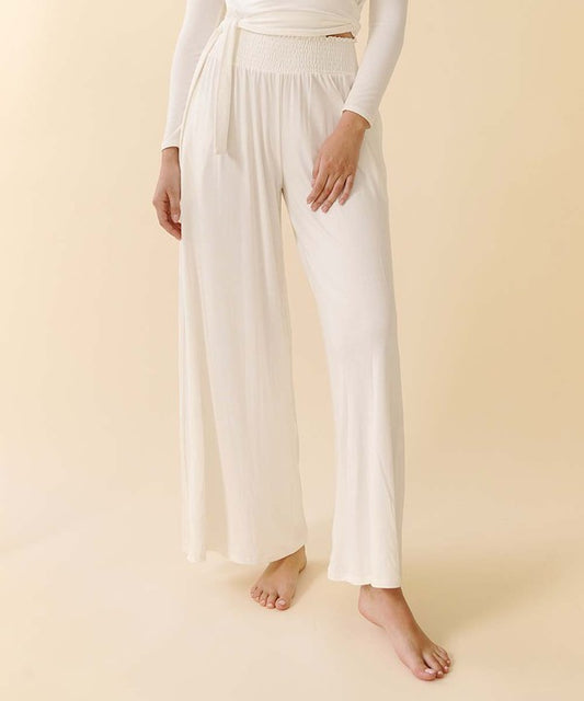 SMOCK ELASTIC WAIST MAXI PALAZZO Pants