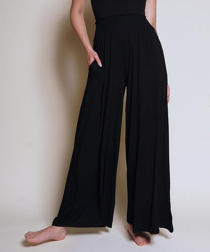 SMOCK ELASTIC WAIST MAXI PALAZZO Pants