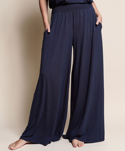 SMOCK ELASTIC WAIST MAXI PALAZZO Pants