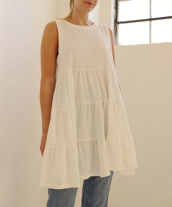 COTTON SLUB BABYDOLL TUNIC DRESS