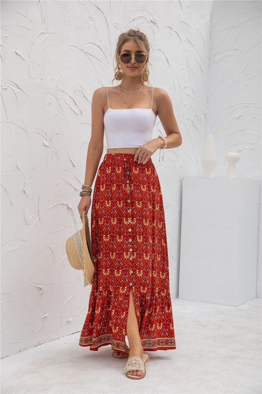 Womens Print Maxi Skirt