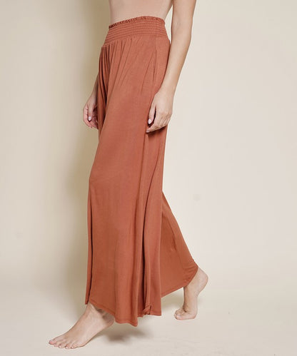 SMOCK ELASTIC WAIST MAXI PALAZZO Pants