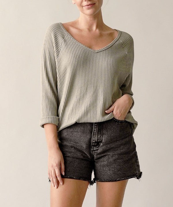 BAMBOO WAFFLE LOOST FIT TOP