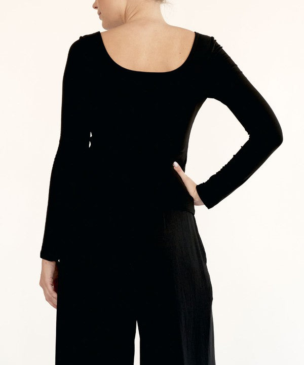 BAMBOO LONG SLEEVE DOUBLE LAYERED TOP