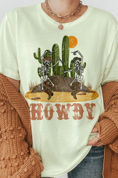 Howdy Skeleton Cowboy Dancing Graphic Tee