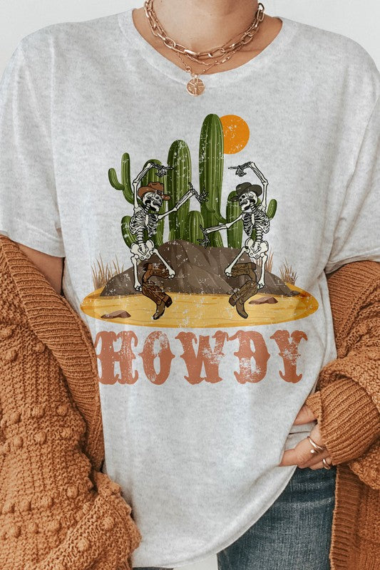 Howdy Skeleton Cowboy Dancing Graphic Tee