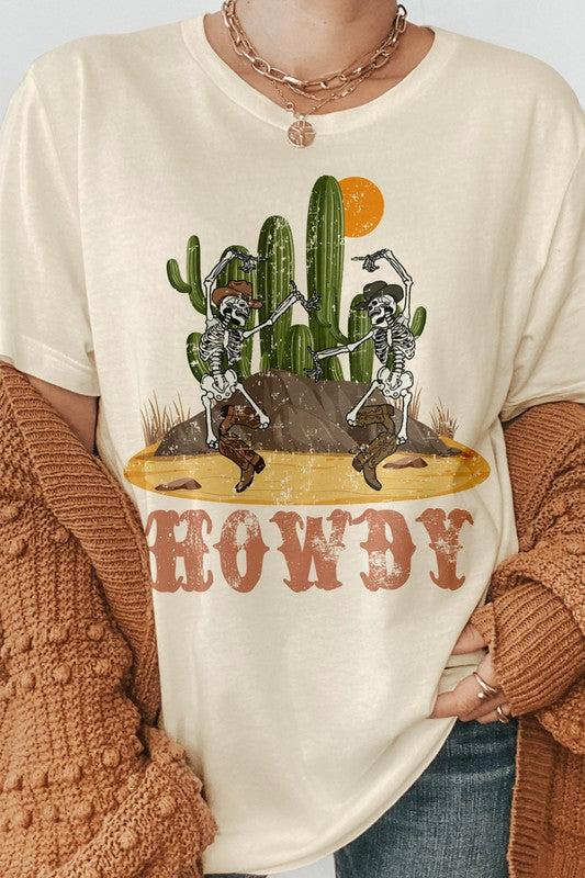 Howdy Skeleton Cowboy Dancing Graphic Tee