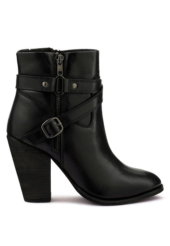 CAT-TRACK Leather Heeled Ankle Boots