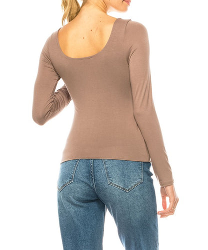 BAMBOO LONG SLEEVE DOUBLE LAYERED TOP