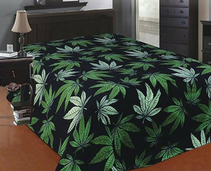 Marijuana Leaf Plush Flannel Blanket King Size