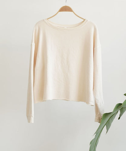 GARMENT DYE FRENCH TERRY CROP LONG SLEEVE