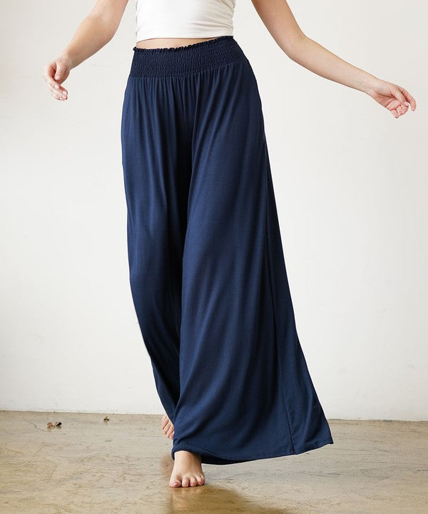 SMOCK ELASTIC WAIST MAXI PALAZZO Pants