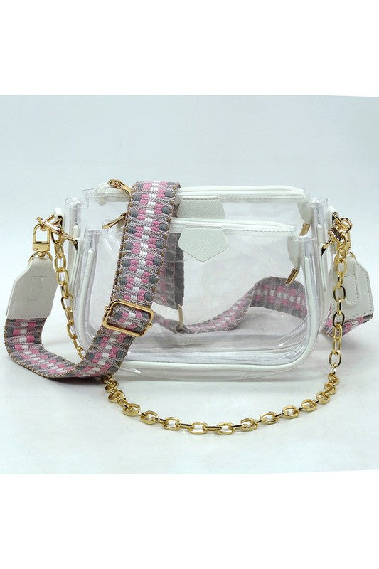 See Thru Clear 2-in-1 Crossbody Bag Guitar Strap