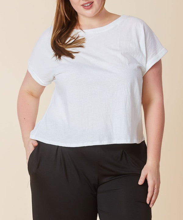 RECYCLED COTTON CROP CURVY Top