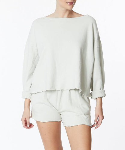 GARMENT DYE FRENCH TERRY CROP LONG SLEEVE