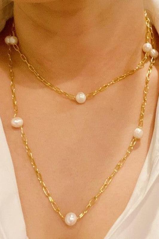 Freshwater Pearl Long Chain Necklace