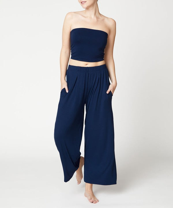 BAMBOO WIDE PANTS ANKLE LENGTH