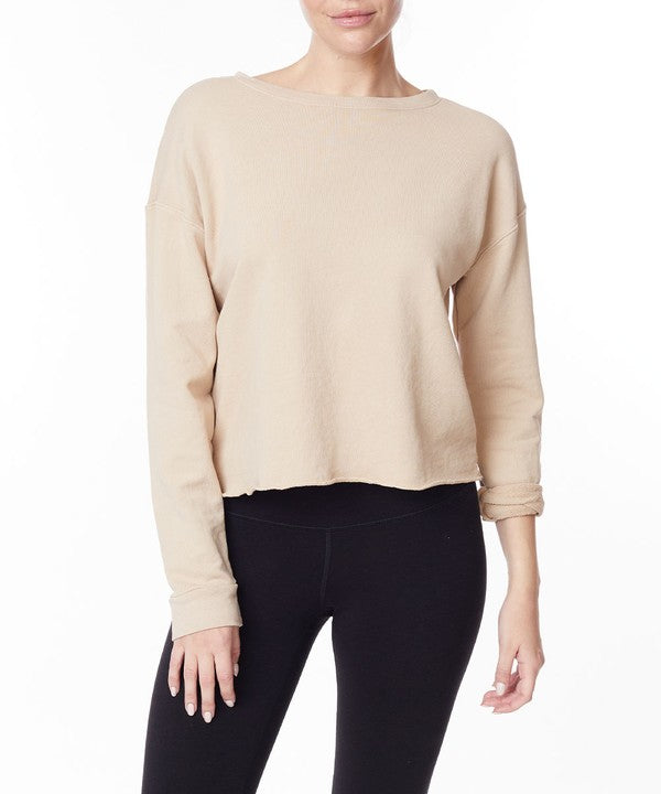 GARMENT DYE FRENCH TERRY CROP LONG SLEEVE