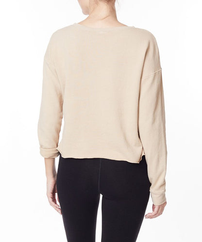 GARMENT DYE FRENCH TERRY CROP LONG SLEEVE