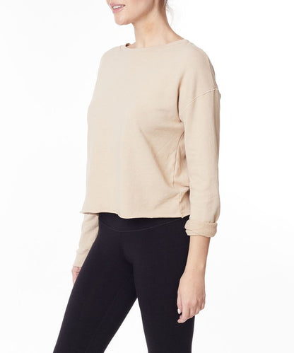 GARMENT DYE FRENCH TERRY CROP LONG SLEEVE